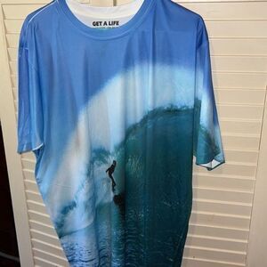 Get a Life Shirt Men's Medium Surfing All Over Print Ocean Waves